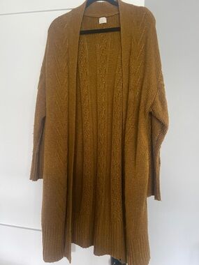 a new day Long Open-Front Cardigan Sweater - dark mustard/Brown